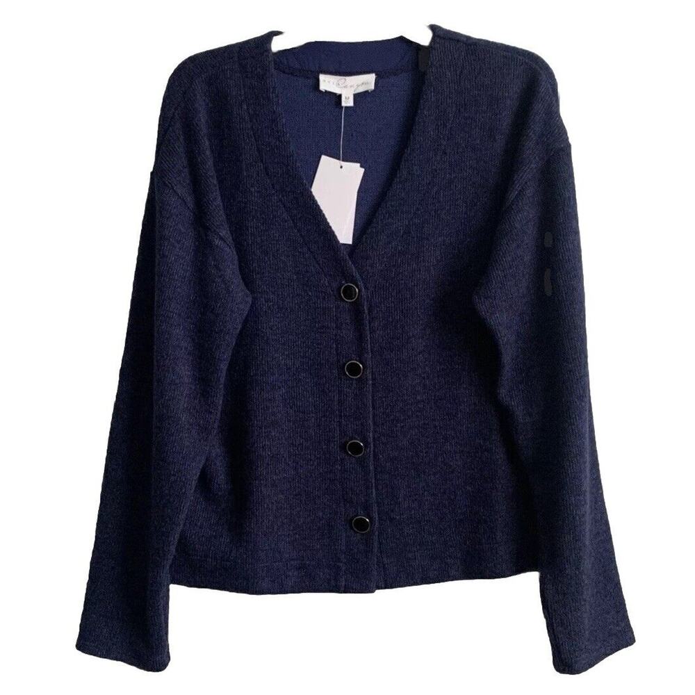 Brea Canyon Women’s Navy Blue Button Cardigan Sweater Soft Cropped Large NWT